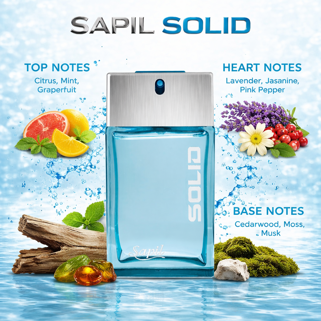 Sapil Solid Eau De Toilette 100ml for Men – Fresh Long Lasting Men's Perfume