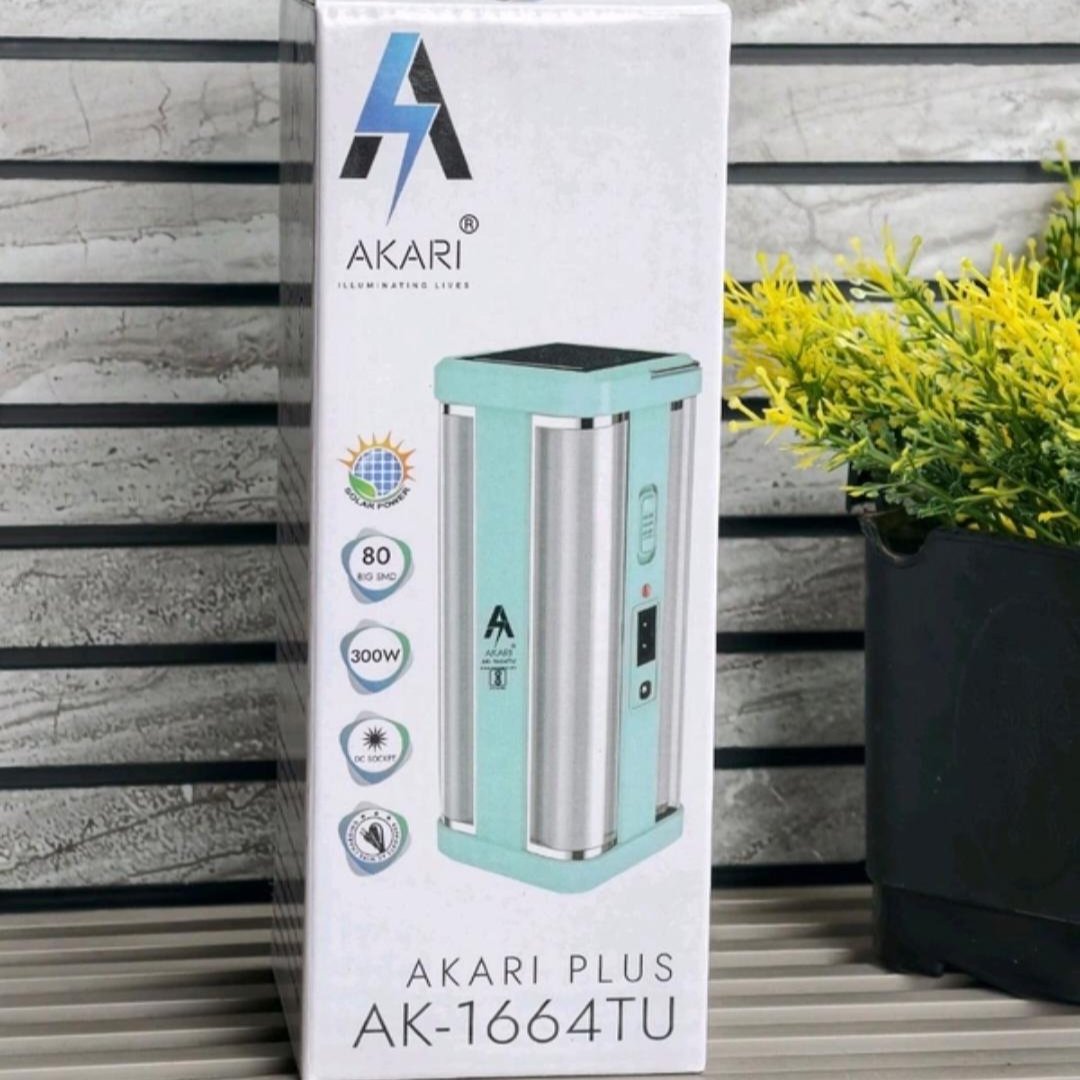 AKARI SOLAR RECHARGEABLE AK -1664TU 5 hrs Bulb Emergency Light )