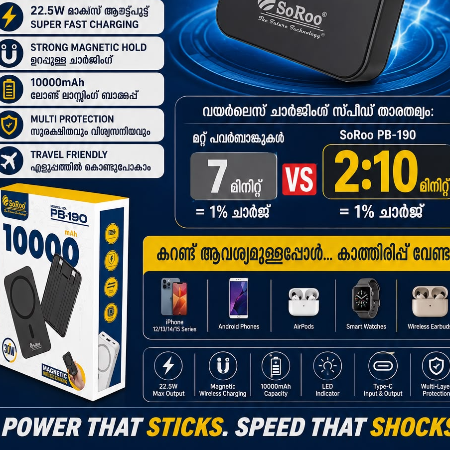 22.5W powerbank soro high speed charge with warranty