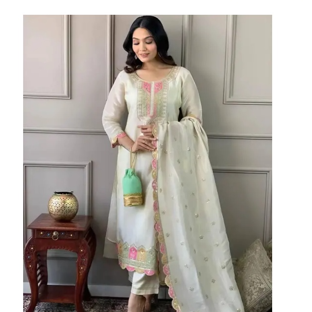 Onam special embroiderd straight kurta set