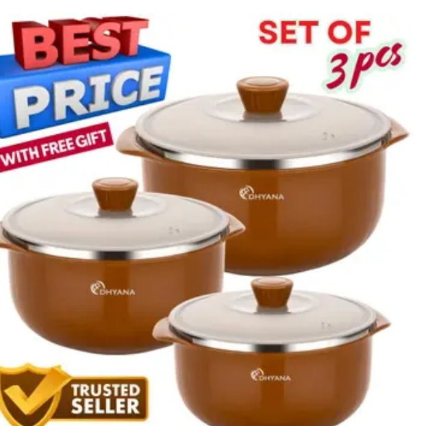 Caserol bowl set 3pcs /safe oven bowl/steel