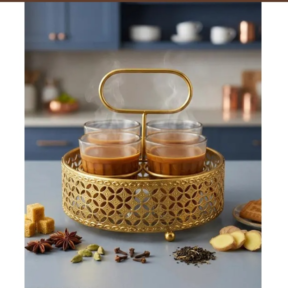 Elegance tea serving setwith 4glasses